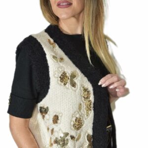 Gilet Glamour Nero e Panna