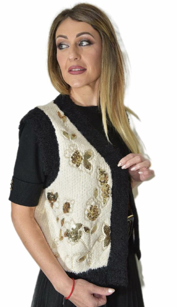 Gilet Glamour Nero e Panna